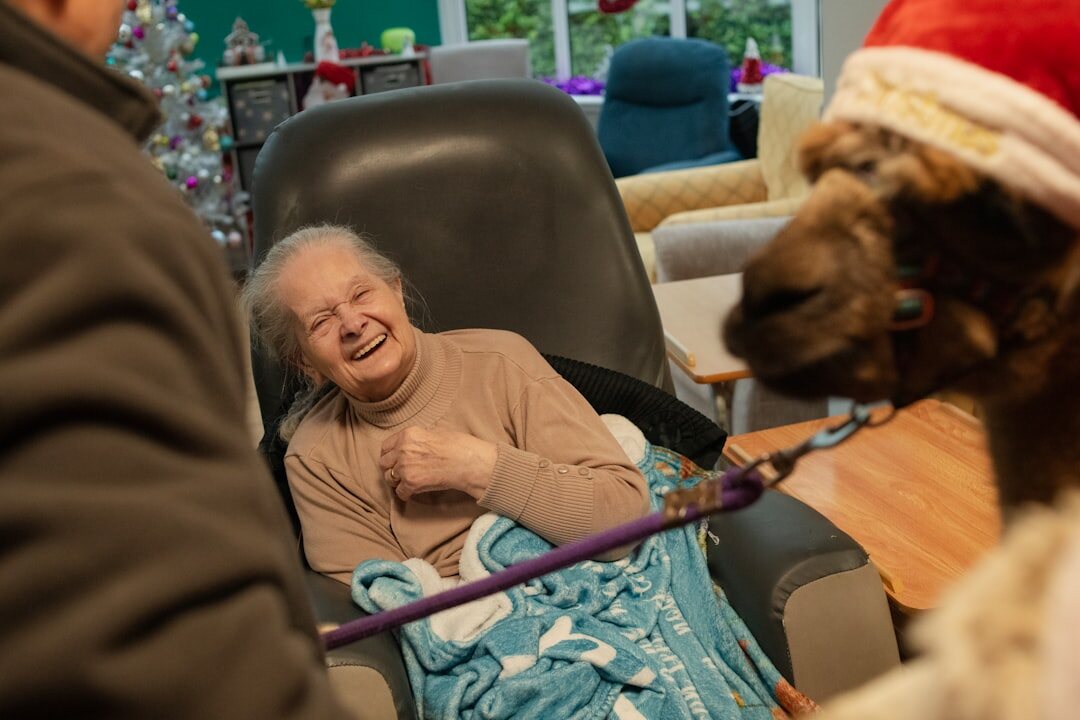 Danish journalist interviewing a resident for a personal story
